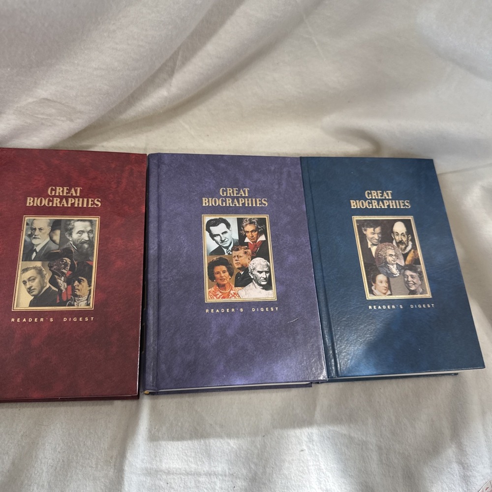 Reader's Digest Great Biographies 3 Book Lot FIRST EDITION 1990 Hardcover Gilt